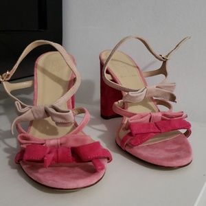 Jcrew ombre pink bow heels suede Never Worn